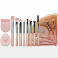 Portable makeup brush set - multifunctional mini travel kit with foldable storage, includes concealer, eyeshadow, and other brushes
