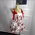European and american cross-border women's fashion  spring new sleeveless printed double shoulder bow tie ruched mini dress