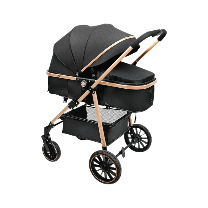 Inlair baby stroller - lightweight, foldable, reclining, high-view, sleeper, blue, reversible, newborn baby pram