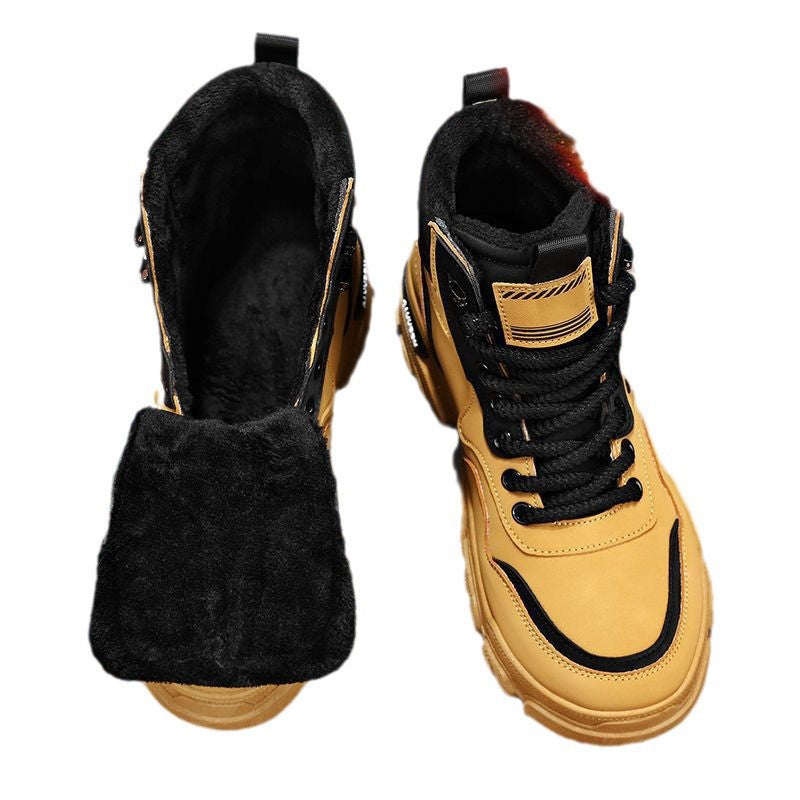 Men's snow boots: winter trendy martin boots, fleece-lined, extra thick, warm, fashionable, retro, anti-slip, wear-resistant, work boots for men