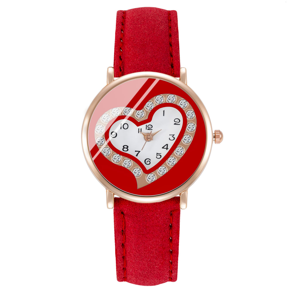 Elegant heart-shaped rhinestone classic fashion women's watch - summer niche small quartz wristwatch for women