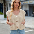 Fashion cross-border women's clothing  independent station new v-neck three-button sleeveless cardigan sweater vest
