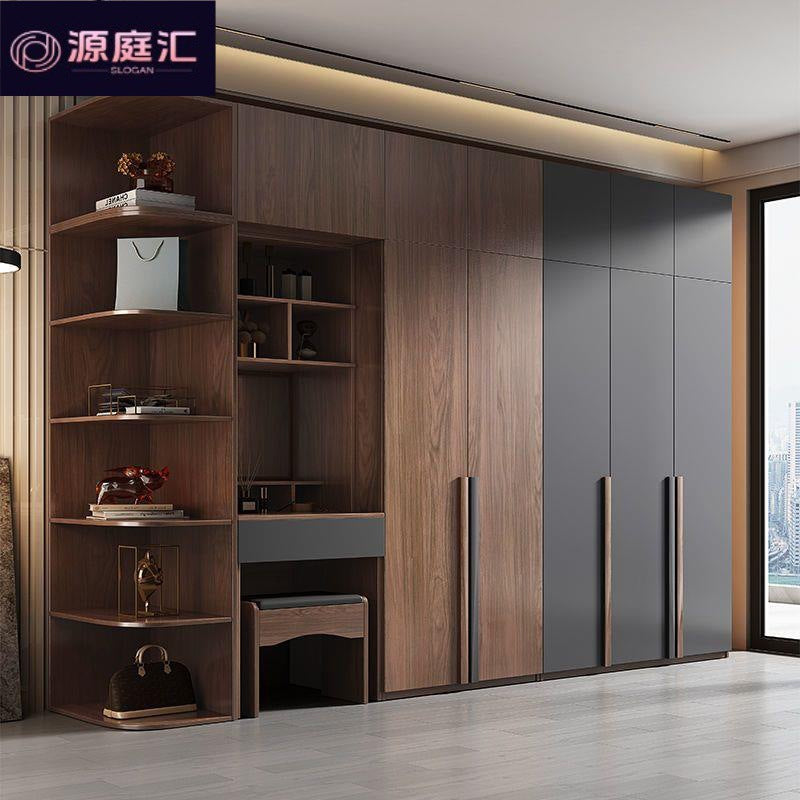 Wardrobe for home bedroom modern casual large capacity assembled multi-layer solid wood cabinet normcore storage light luxury wardrobe