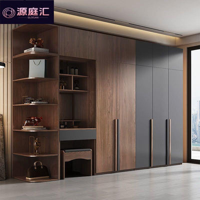 Wardrobe for home bedroom modern casual large capacity assembled multi-layer solid wood cabinet normcore storage light luxury wardrobe