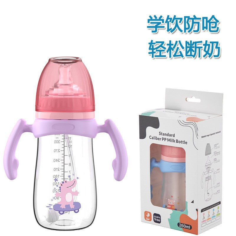 English boxed pacifier 210/240/300ml cactus series with handle PP bottle with straw