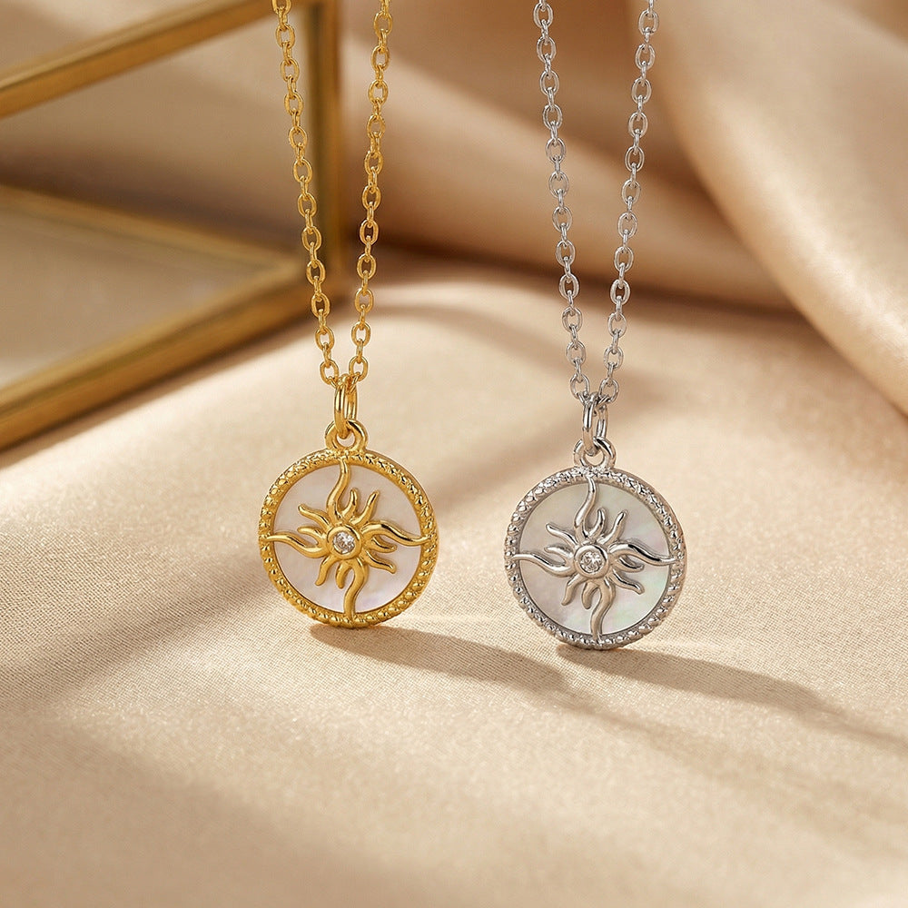 popular copper inlaid zirconium white shell geometric necklace for women accessible luxuryniche stylefashioneasiest for match non-fading clavicle chain jewelry