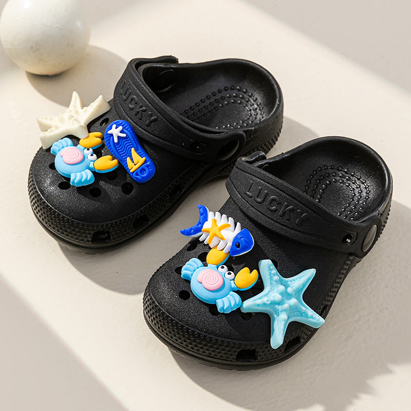 "cloud-like comfort: boys' and girls' cartoon clogs - thick-soled, non-slip, outdoor sandals for kids - new summer collection"