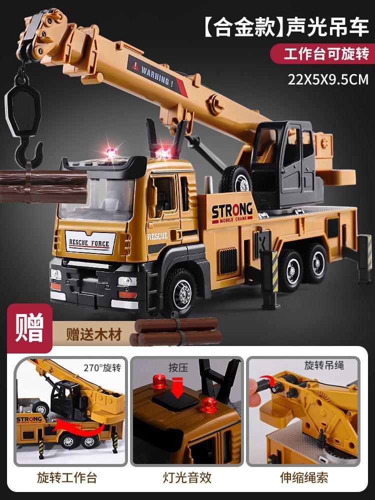 Large crane toy construction vehicle model ornament boy crane children's simulation alloy with sound and light gift wholesale