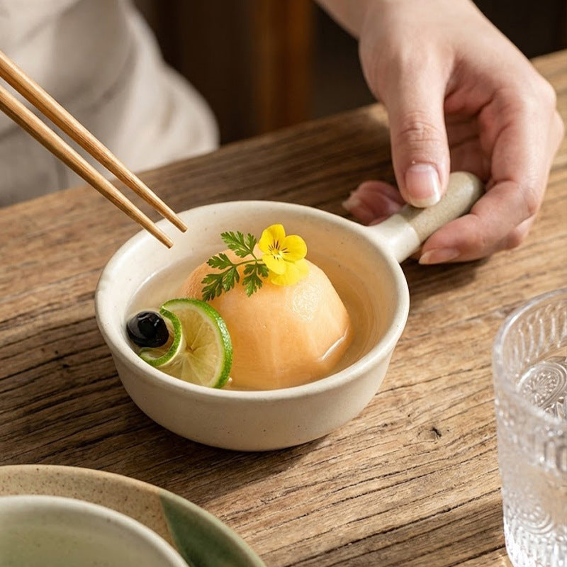 Retro handle seasoning ceramic dish japanese kiln restaurant dipping dish snack dish seasoning dishaccessible luxuryretro