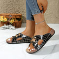 Amazon cross-border 43 large size women's shoes cork thick sole cut out metal buckle stitching sole fish mouth slippers wholesale
