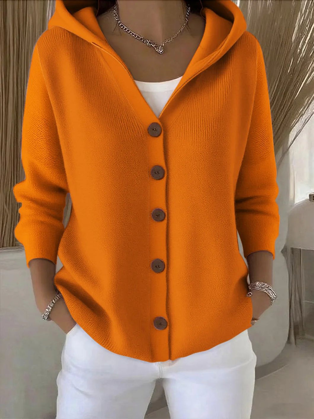 fashion autumn winternew arrivalhoodedknittingcardigan women's pure colorcasualfashionsweateroutwear women