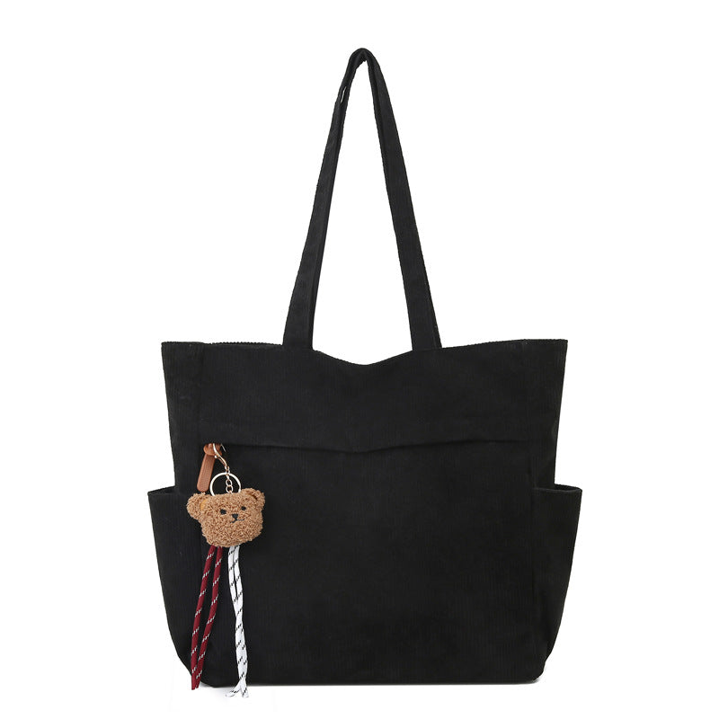Corduroy large capacity women's bag new arrivalfashioneasiest for matchsatchel bag work clothing bag casual shoulder bag tote bag