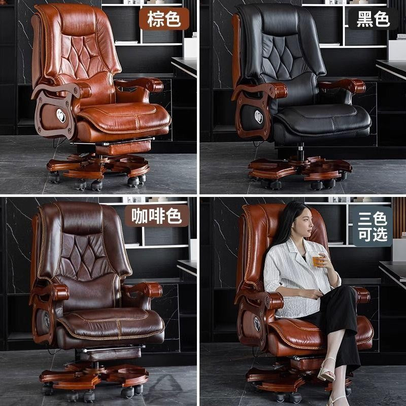 Imperial chair spring cushion computer chair boss chair office luxury genuine leather reclining massage executive chair
