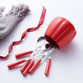 Stainless steel fruit fork set with premium ceramic storage jar, fruit picks, home watermelon forks, and stylish spoons