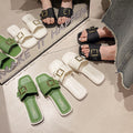Fairy-style women's sandals and slippers, new trendy and versatile korean-style square heel flat beach sandals for women, perfect for summer 2025