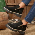 cross-border round toe side zipper martin boots ankle boots chunky heel new autumn/winter plus size women's ankle boots for export