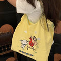 Summer new crayon shin-chan embroidered cartoon large capacity commuter eco-friendly shopping bag shoulder bag fashion tote bag
