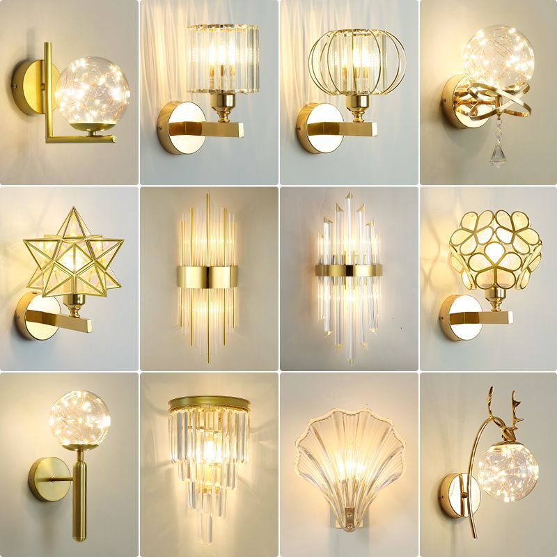 Hotel light luxury crystal bedside wall lamp  new internet celebrity corridor aisle bedroom entrance wall background wall lamp