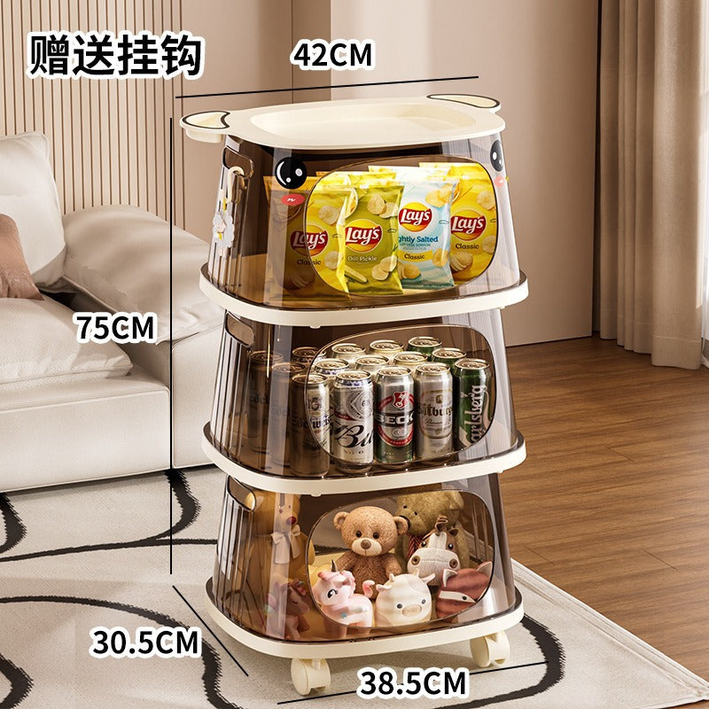 Household multifunctional trolley Children's snacks Shelf with wheels Movable creative multi-layer storage box Locker