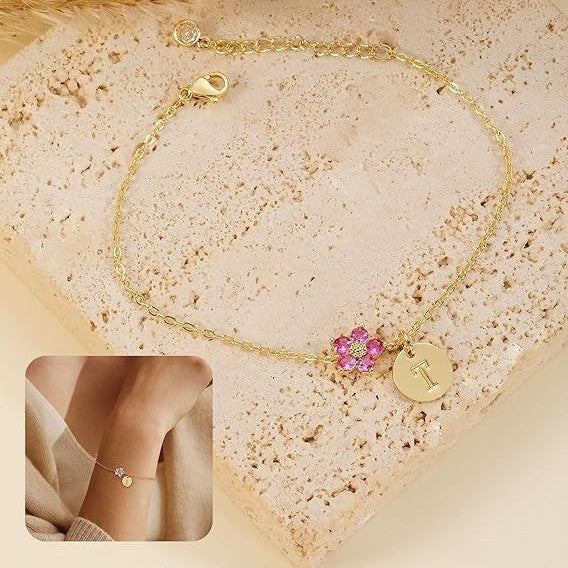 Trendy daisy letter bracelet for women - unique design, accessible luxury, exquisite zircon flower jewelry