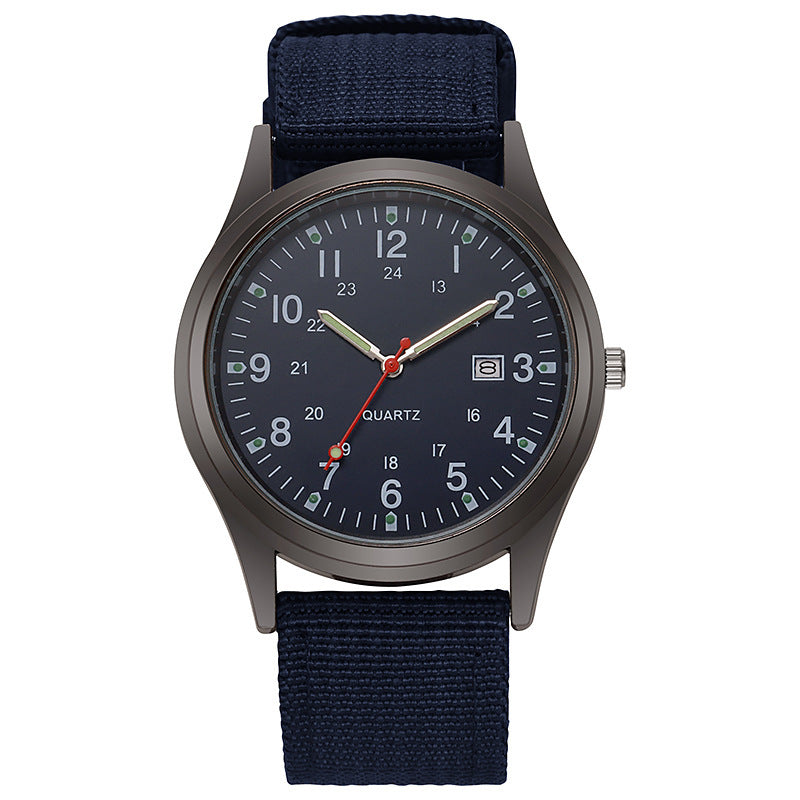 New canvas watch for men - casual, stylish, gift-worthy, military-inspired, with date display - perfect for students and sports - quartz movement
