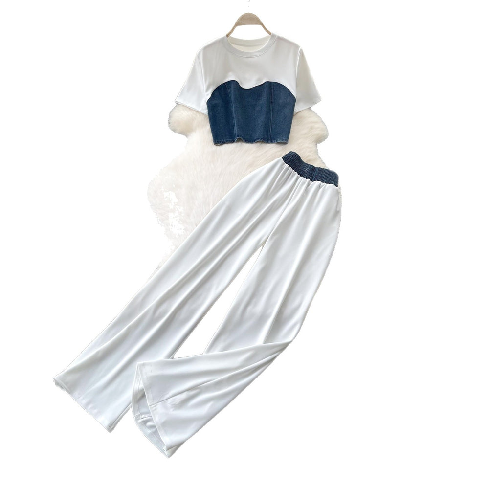 Commuting style silm vest high waistloose pantstwo-piece set female k-style summer silm type slimming lookelegantsuit