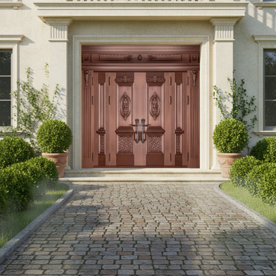 Modern zinc alloy entry door - anti-theft, anti-pry, customizable colors, available in various sizes for luxury villas