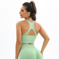 Clearance: european and american seamless knit solid color racerback high-elasticity sports bra - perfect for running, fitness, and yoga