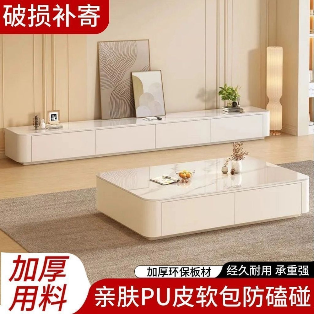 Tv cabinet casual modern living room for home small apartment floor-standing storage cabinet solid wood coffee table tv cabinet combination