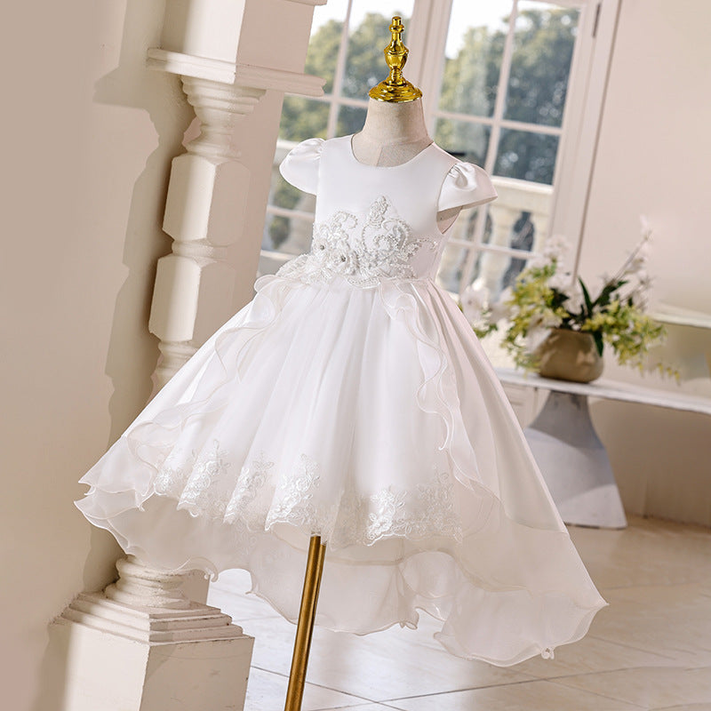 Amazon in stock girls' children's dress satin children's day tail runway princess dress girls' dress cross-border children's clothing