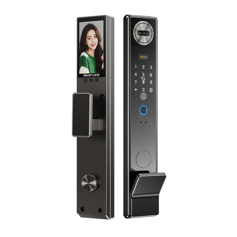 Cnc precision-carved waterproof smart lock - anti-theft door fingerprint lock for home use with face recognition, remote access, and electronic locking system
