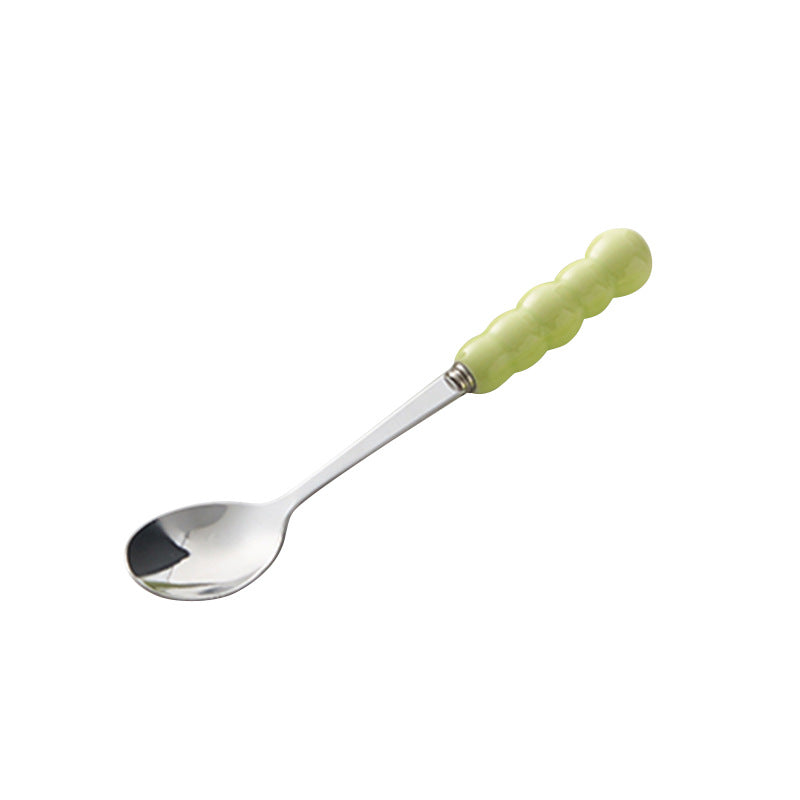 Influencer-approved creamy fruit fork set: electroplated, luxe storage jar, high-value coffee table decor, fruit picks