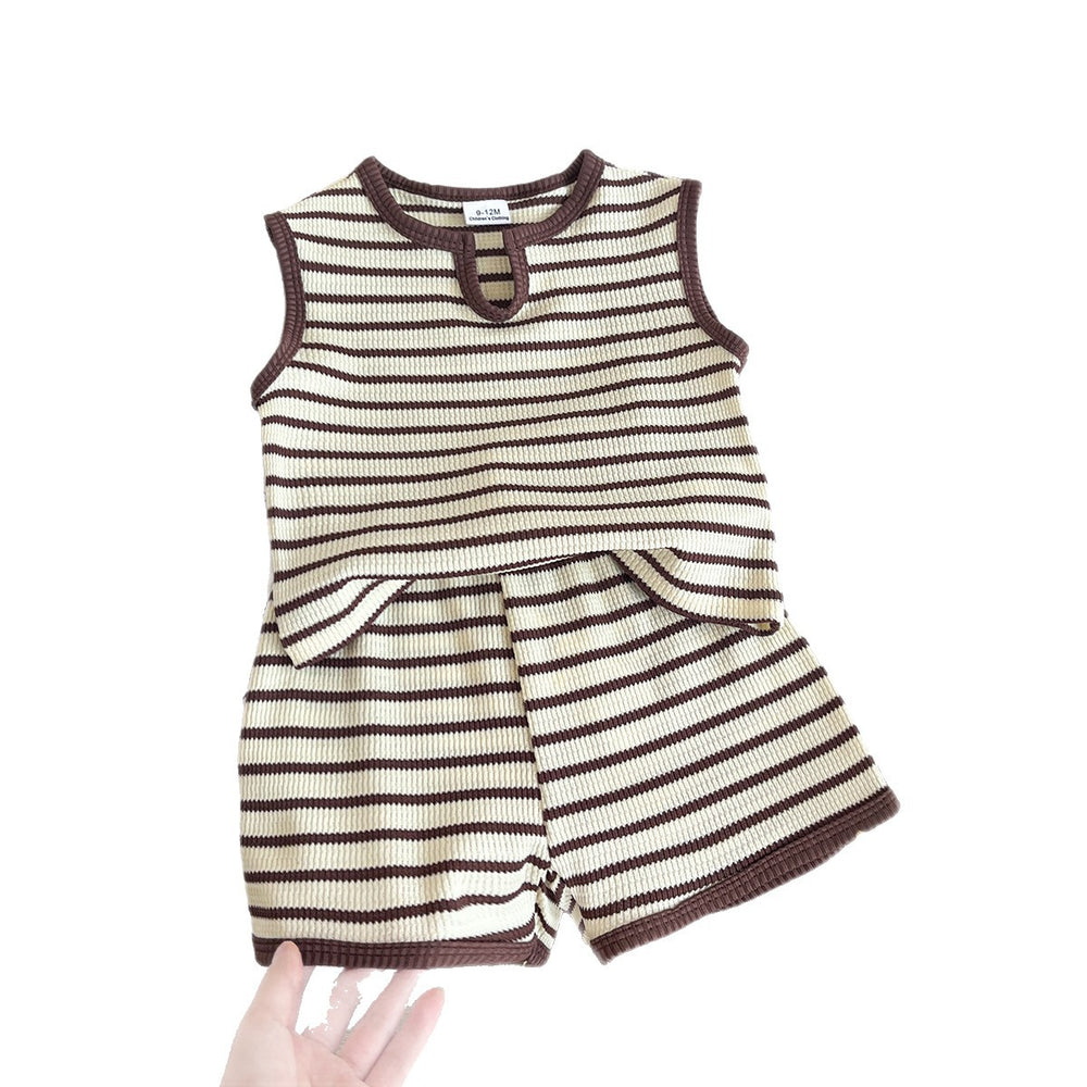 Baby clothing kids set children outfit stripes short-sleeved t-shirt shorts two-piece set