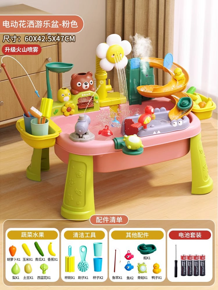 New summer water toys for kids: multifunctional water park with fishing pool, electric faucet, dishwasher, and magnetic features
