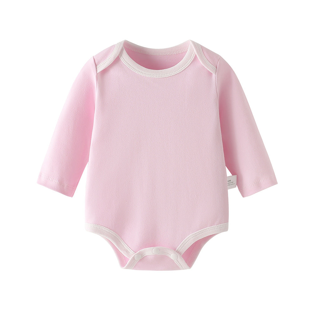 Baby romper, spring and autumn triangle crawl long sleeves, male and female baby cotton 0-1 years old jumpsuit, girl butt wrap