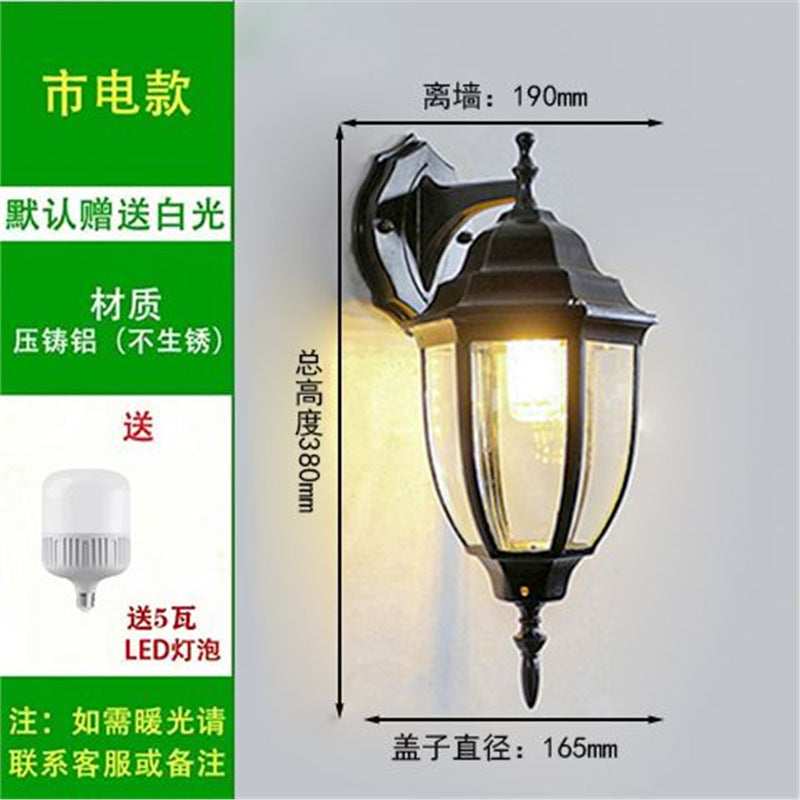Outdoor wall light waterproof antique courtyard lamp european style outdoor villa pillar wall lamp luxury hexagonal wall sconce - hardwired