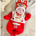 Baby onesie fall and winter clothing for men and women, baby new year's greetings, 100-day-old first-year catching-week dress, fleece-lined romper, chinese style