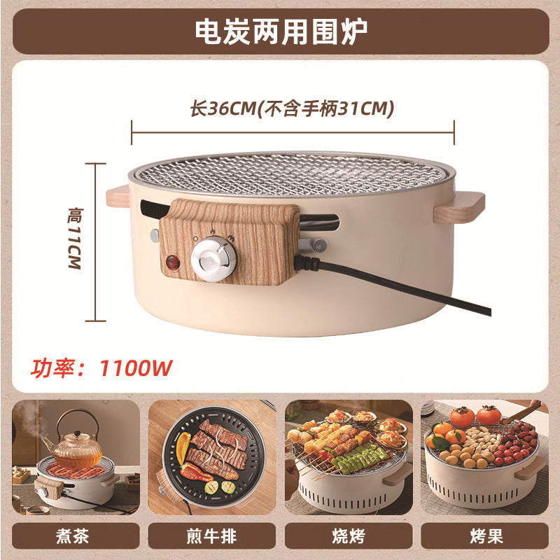 Outdoor camping style tea making by the stove zibo charcoal barbecue stove for home small multi-function smokeless barbecue grill heating stove