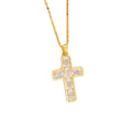 [titanium steel] fashion popular copper inlaid zirconium cross necklace high-end accessible luxury fashion stylish clavicle chain jewelry