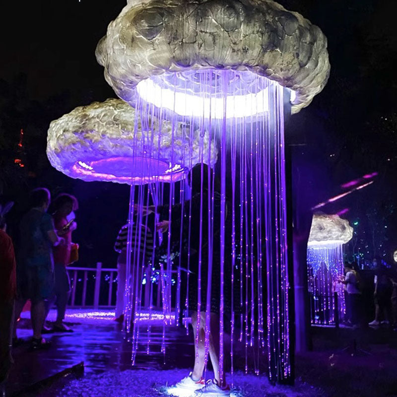 Culture and tourism interactive art lighting installation Mushroom rain curtain scenic park night tour decorative lights Internet celebrity outdoor landscape lights