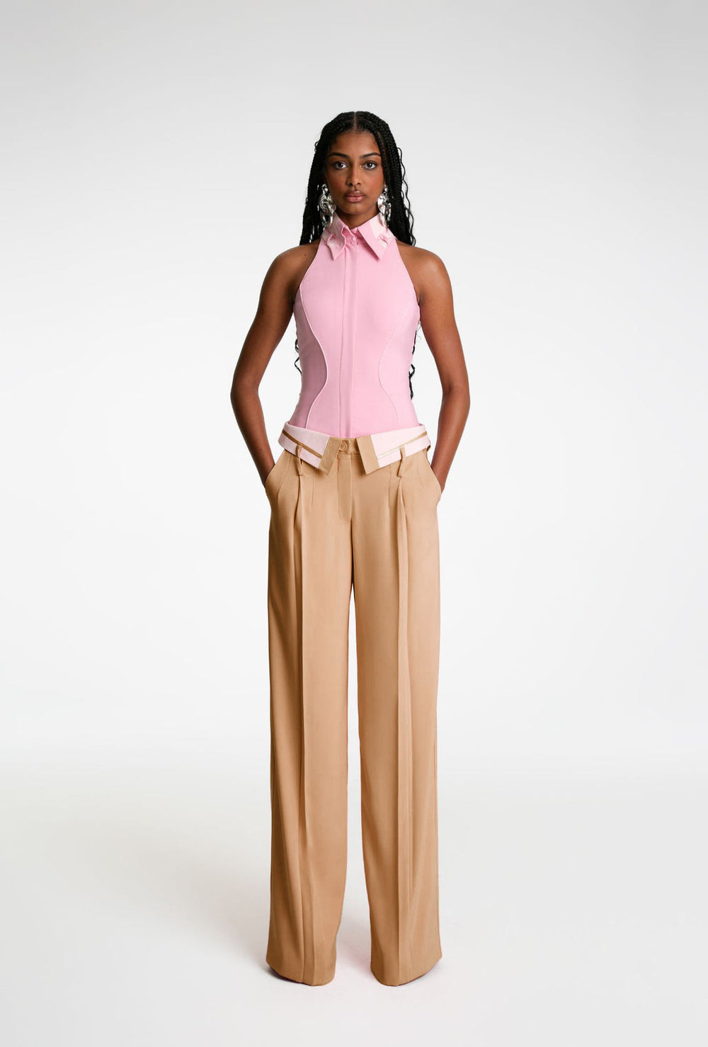 Spring american retro draped women's suit pants loose slimming look lapel design straight-leg loose pantsins