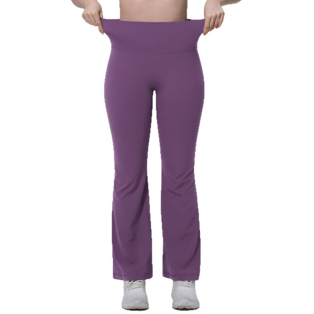 New arrival cross-border pure color breathable high waist hip lifting tight wide leg pants sports running fitness bell bottoms yoga clothes for women