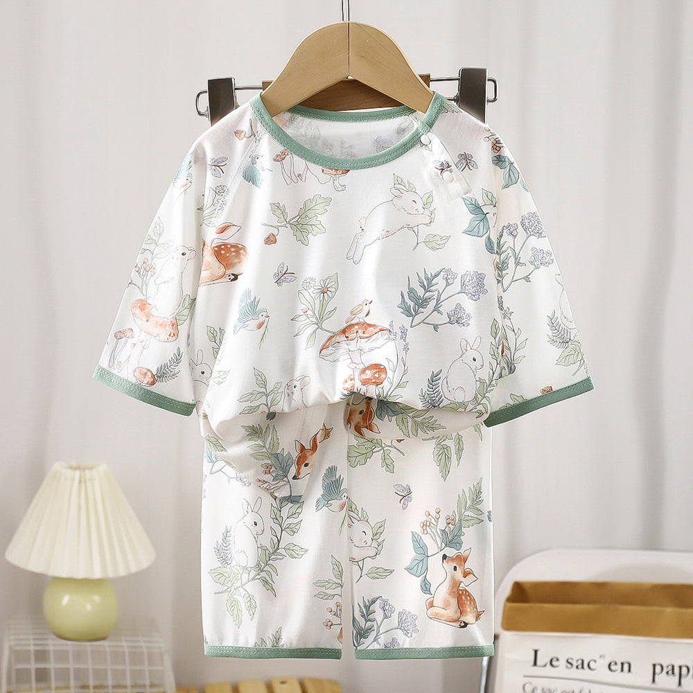 Comfortable tianzhu cottonkids home clothes suitsummernew arrivalboys pajamasgirls air conditioning clothes baby summer style children