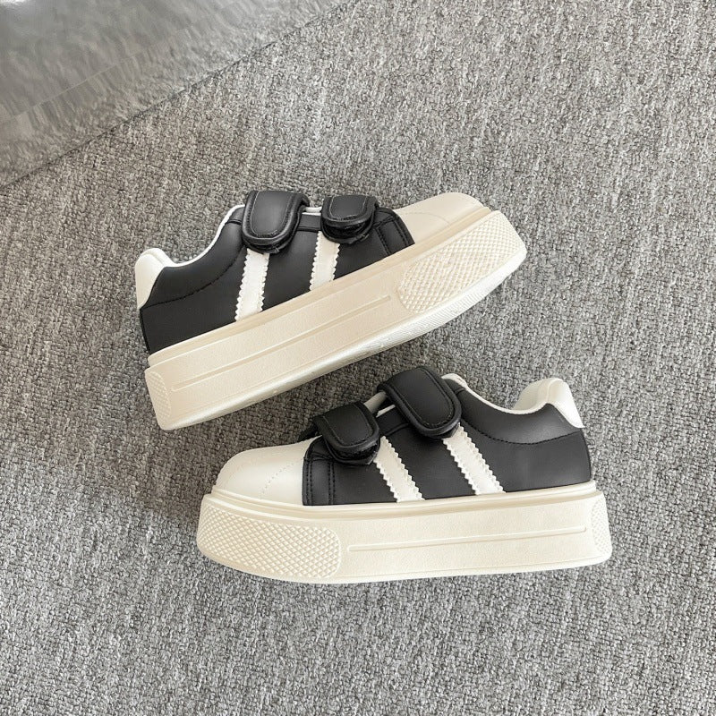 Petitesheightenedthick sole shoes women's 2026 new spring sneakers white shoes student velcro bread shoes