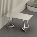 Thickened stainless steel v-leg table set - ideal for fast food restaurants, cafeterias, factories, and industrial-style coffee shops - rectangular dining table and chairs