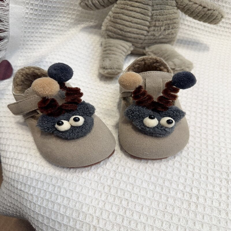 Children's versatile Doudou shoes 2024 autumn and winter Korean version of boys' velvet cotton shoes girls' cute warm Birkenstocks