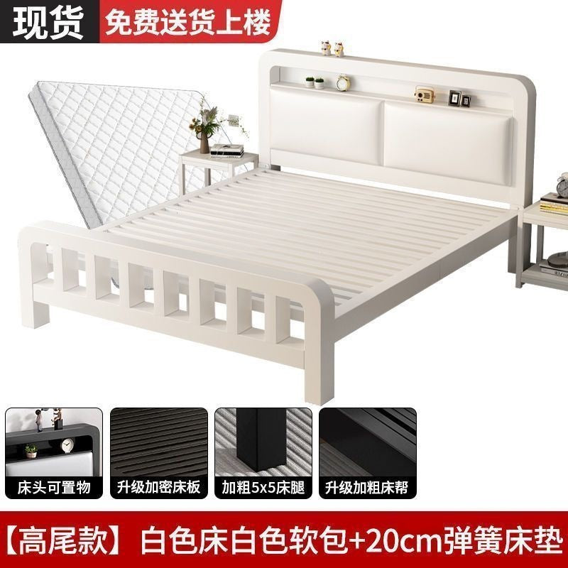 Iron frame bed double bed for home1.5 iron bed reinforced thickened1.8 economical kids single bed iron bed bedroom