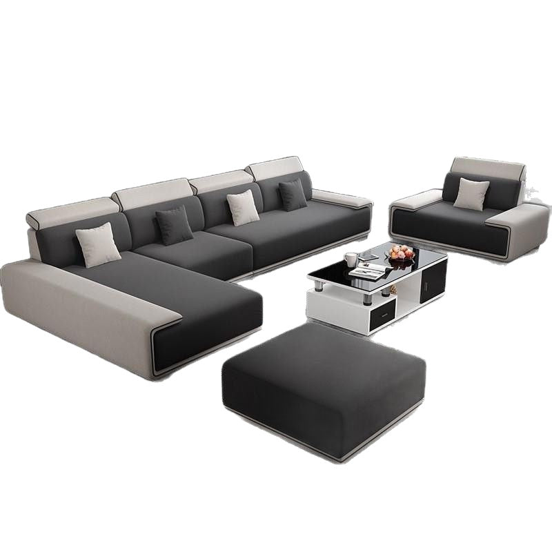 Nordic tech fabric sofa - modern living room set with latex chaise lounge - minimalist luxury for small spaces