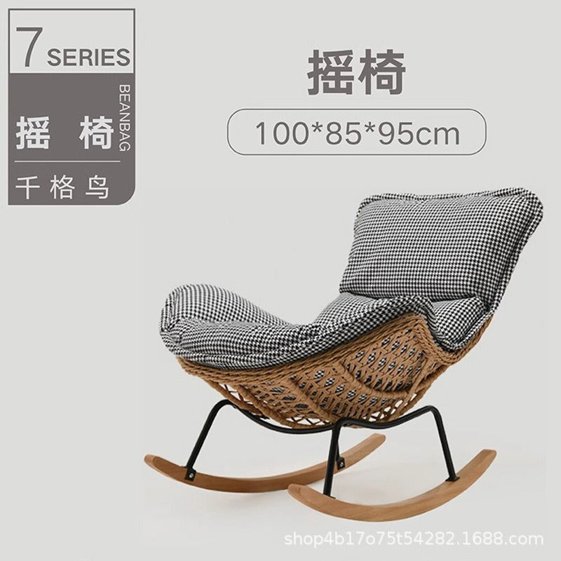 Rocking chair recliner lazy sofa adult sleepable casual balcony rattan sofa chair 2025 new leisure chair