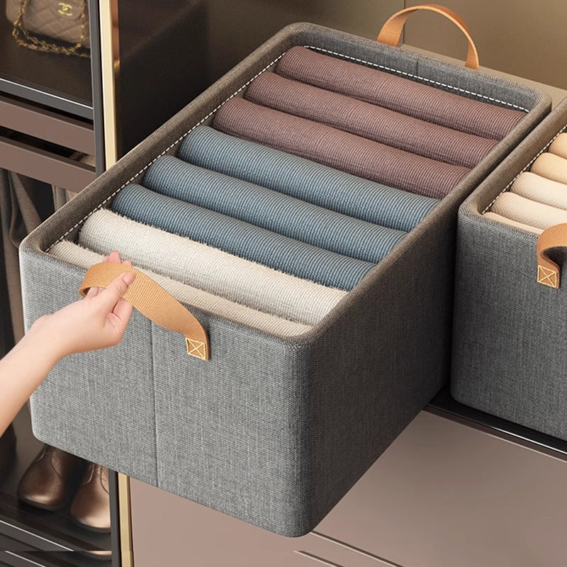 Clothes Storage Box Household Clothes Pants Organizing Box Dormitory Fabric Wardrobe Layered Storage Artifact Storage Basket